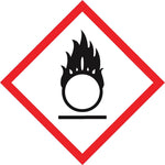 Accuform Signs® GHS Pictogram Label, FLAME OVER CIRCLE, 4" x 4", Adhesive Coated Paper, 500/Roll