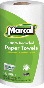 Marcal MaxiRoll Recycled Paper Towels, 2-ply, 140 Sheets/Roll, 12 Rolls/Pack (MRC6183)