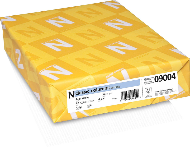 CLASSIC COLUMNS® Writing Paper, 8 1/2" x 11", 24 lb., Linear Pattern, Solar White, 500/Ream