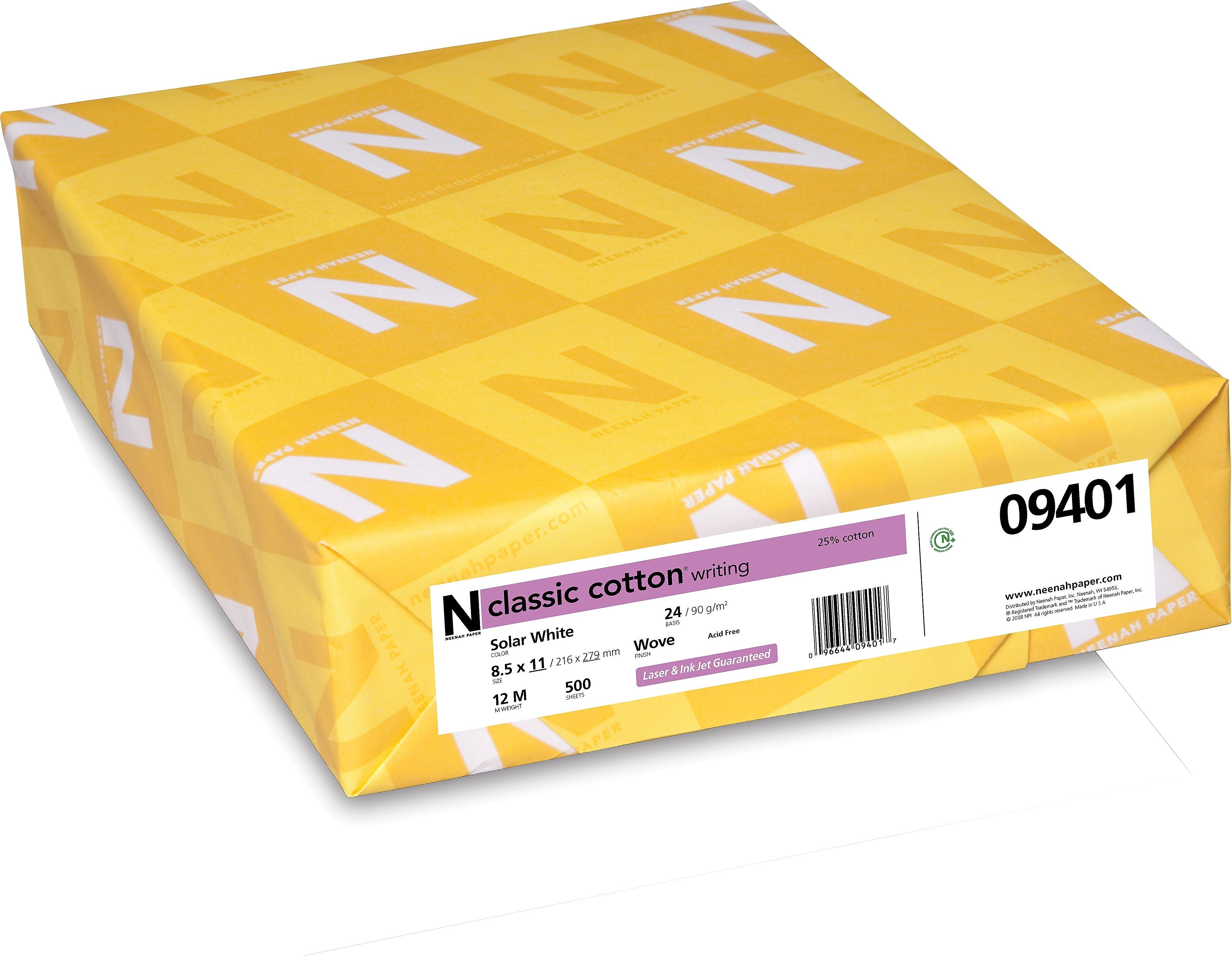 Neenah Paper Classic COTTON® 8 1/2" x 11" 24 lbs. Writing Wove Paper, Solar White, 500/Ream