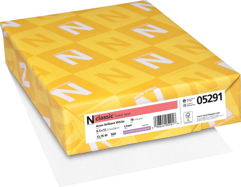 CLASSIC® Linen Paper, 8 1/2" x 11", 70 lb., Linen Finish, Avon Brilliant White, 500/Ream