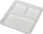 AbilityOne SKILCRAFT 3 Compartment Disposable Plates - Plate - Paper, Fiber - 500 / Carton