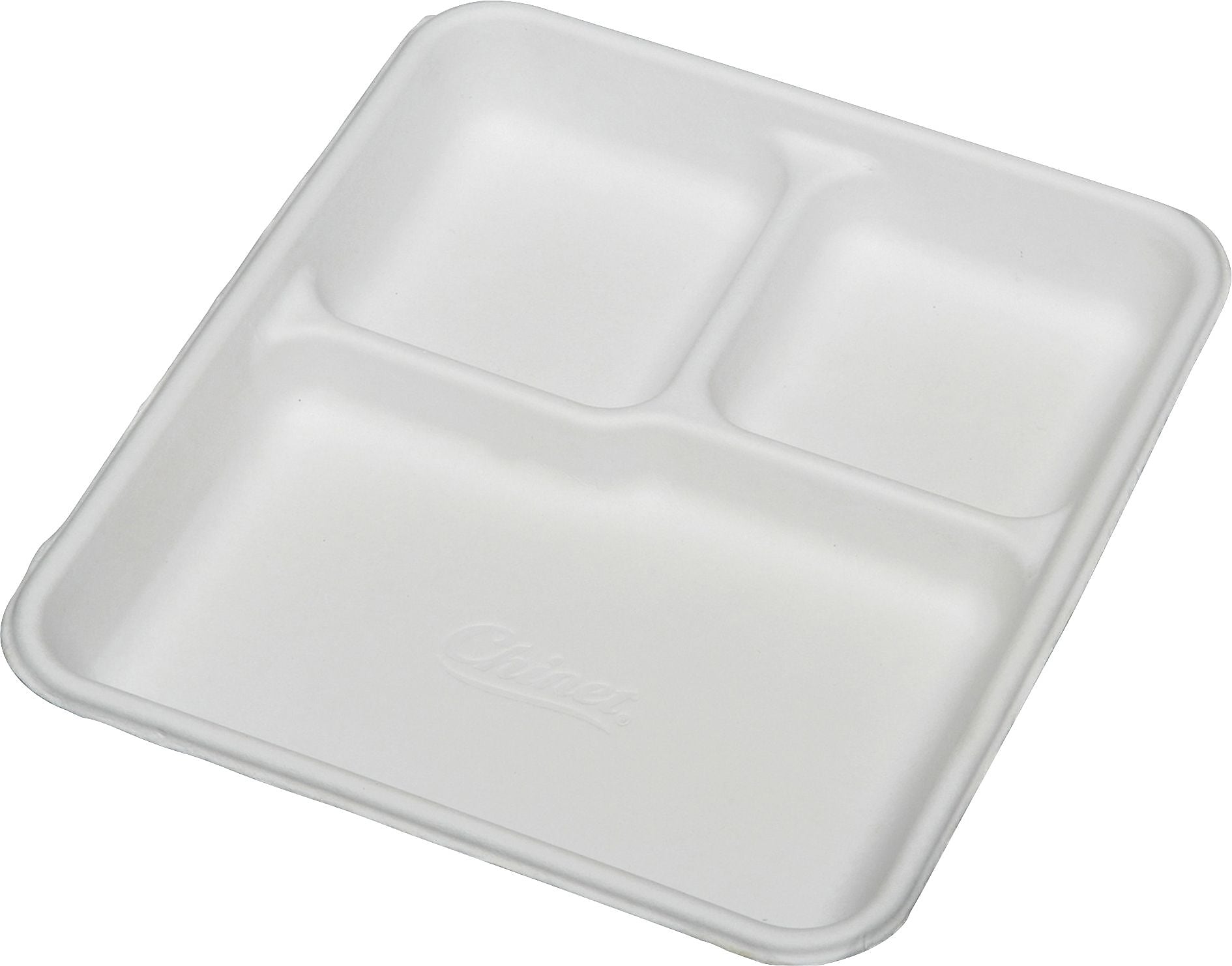 AbilityOne SKILCRAFT 3 Compartment Disposable Plates - Plate - Paper, Fiber - 500 / Carton