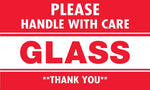 Tape Logic Labels, "Glass - Please Handle With Care", 3" x 5", Red/White, 500/Roll