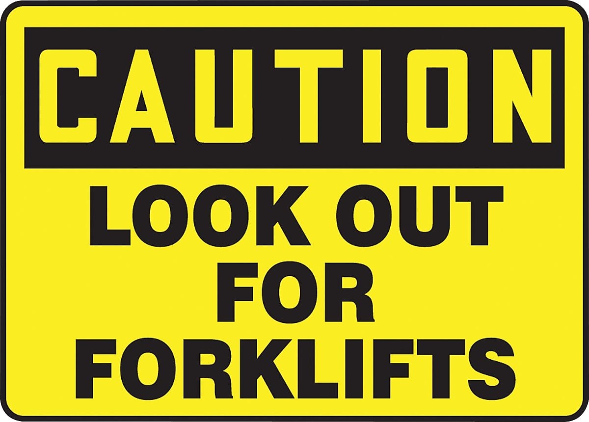 Accuform Signs® Safety Sign, CAUTION LOOK OUT FOR FORKLIFTS, 10" x 14", Plastic, Each