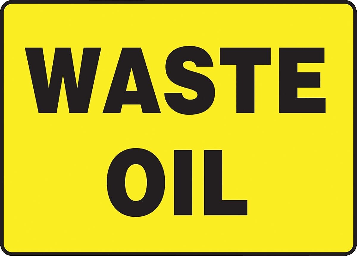 Accuform Signs® Safety Sign, WASTE OIL (Black/Yellow), 10" x 14", Aluminum, Each