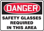 Accuform Signs® Safety Sign, DANGER SAFETY GLASSES REQUIRED IN THIS AREA, 10" x 14", Aluminum, Each