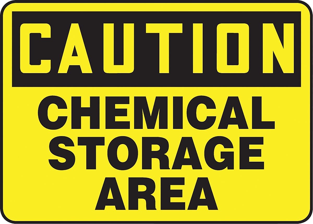 Accuform Signs® Safety Sign, CAUTION CHEMICAL STORAGE AREA, 10" x 14", Aluminum, Each