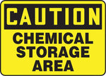 Accuform Signs® Safety Sign, CAUTION CHEMICAL STORAGE AREA, 7" x 10", Plastic, Each
