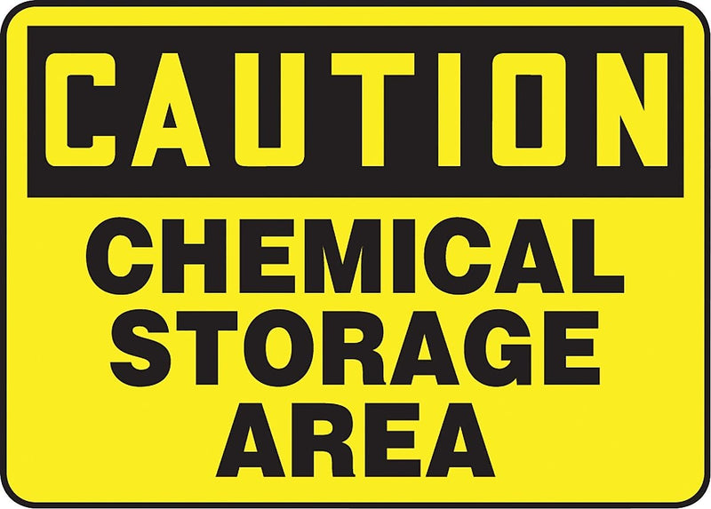 Accuform Signs® Safety Sign, CAUTION CHEMICAL STORAGE AREA, 7" x 10", Plastic, Each