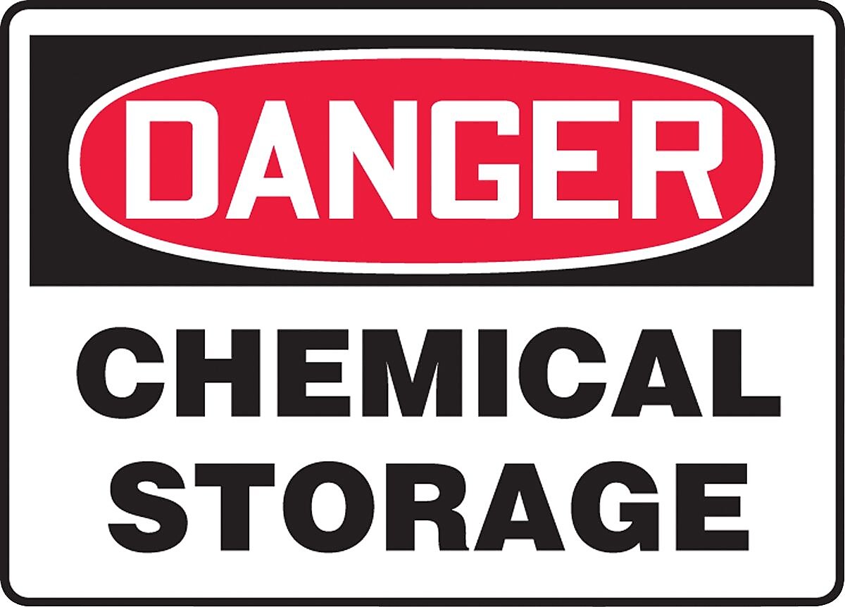 Accuform Signs® Safety Sign, DANGER CHEMICAL STORAGE, 10" x 14", Adhesive Vinyl, Each