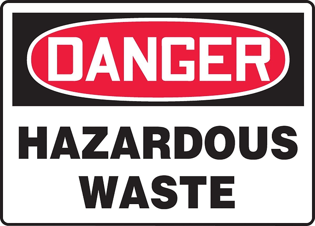 Accuform Signs® Safety Sign, DANGER HAZARDOUS WASTE, 7" x 10", Plastic, Each