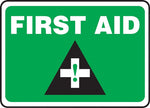 Accuform Safety Sign, FIRST AID, 7" x 10", Aluminum (MFSD543VA)