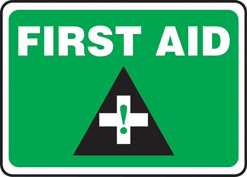 Accuform Safety Sign, FIRST AID, 7" x 10", Aluminum (MFSD543VA)