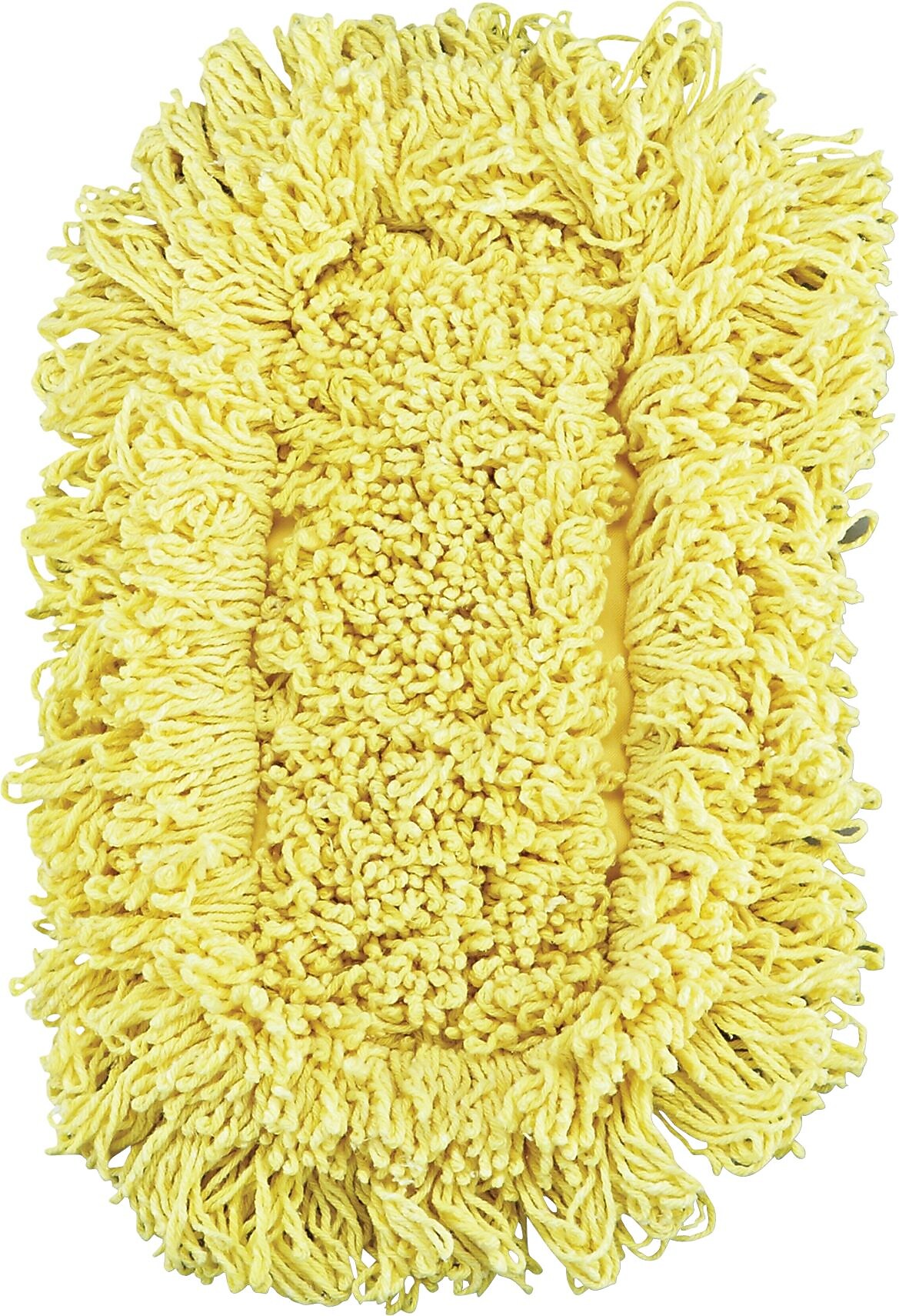 Trapper Looped-End Dust Mop Head, 12 X 5, Yellow, 12/Ct