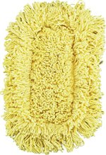 Trapper Looped-End Dust Mop Head, 12 X 5, Yellow, 12/Ct