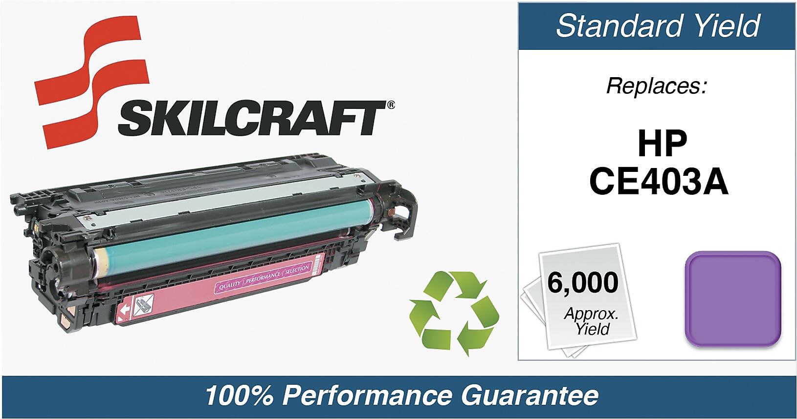 Skilcraft Remanufactured Magenta Standard Yield Toner Cartridge Replacement for HP CE403A (CE403A)