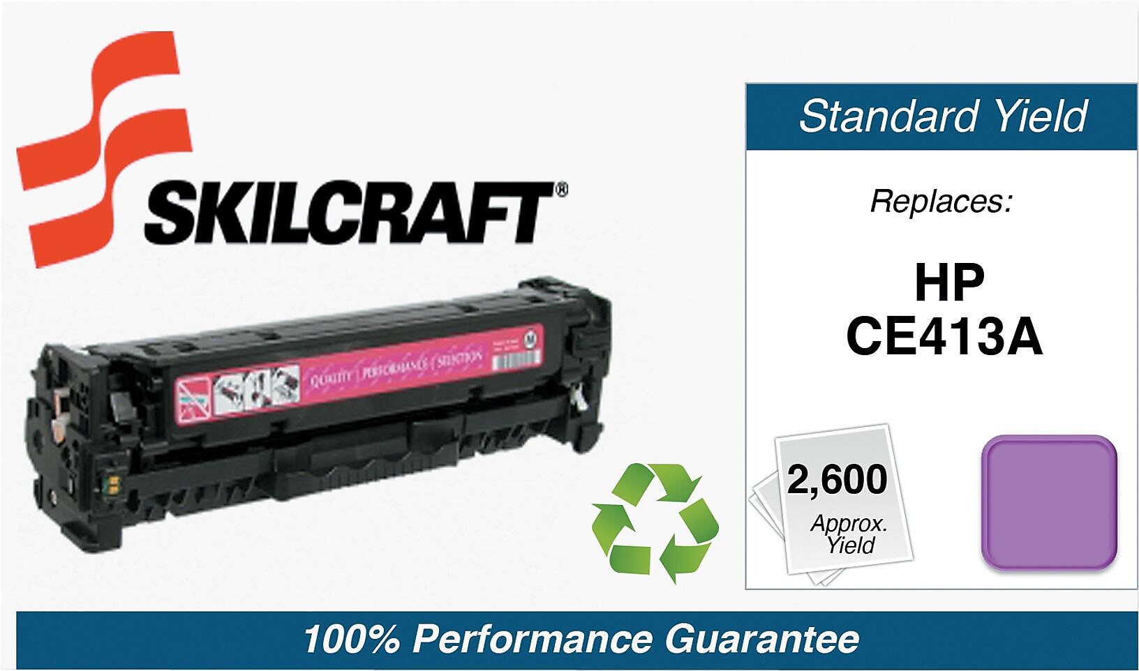 Skilcraft Remanufactured Magenta Standard Yield Toner Cartridge Replacement for HP CE413A (CE413A)