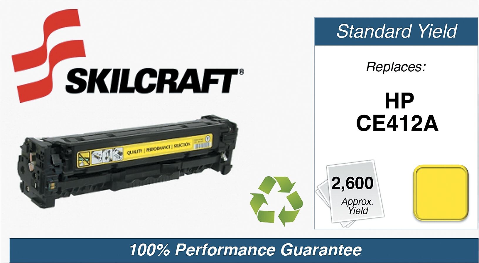 Skilcraft Remanufactured Yellow Standard Yield Toner Cartridge Replacement for HP CE412A (CE412A)