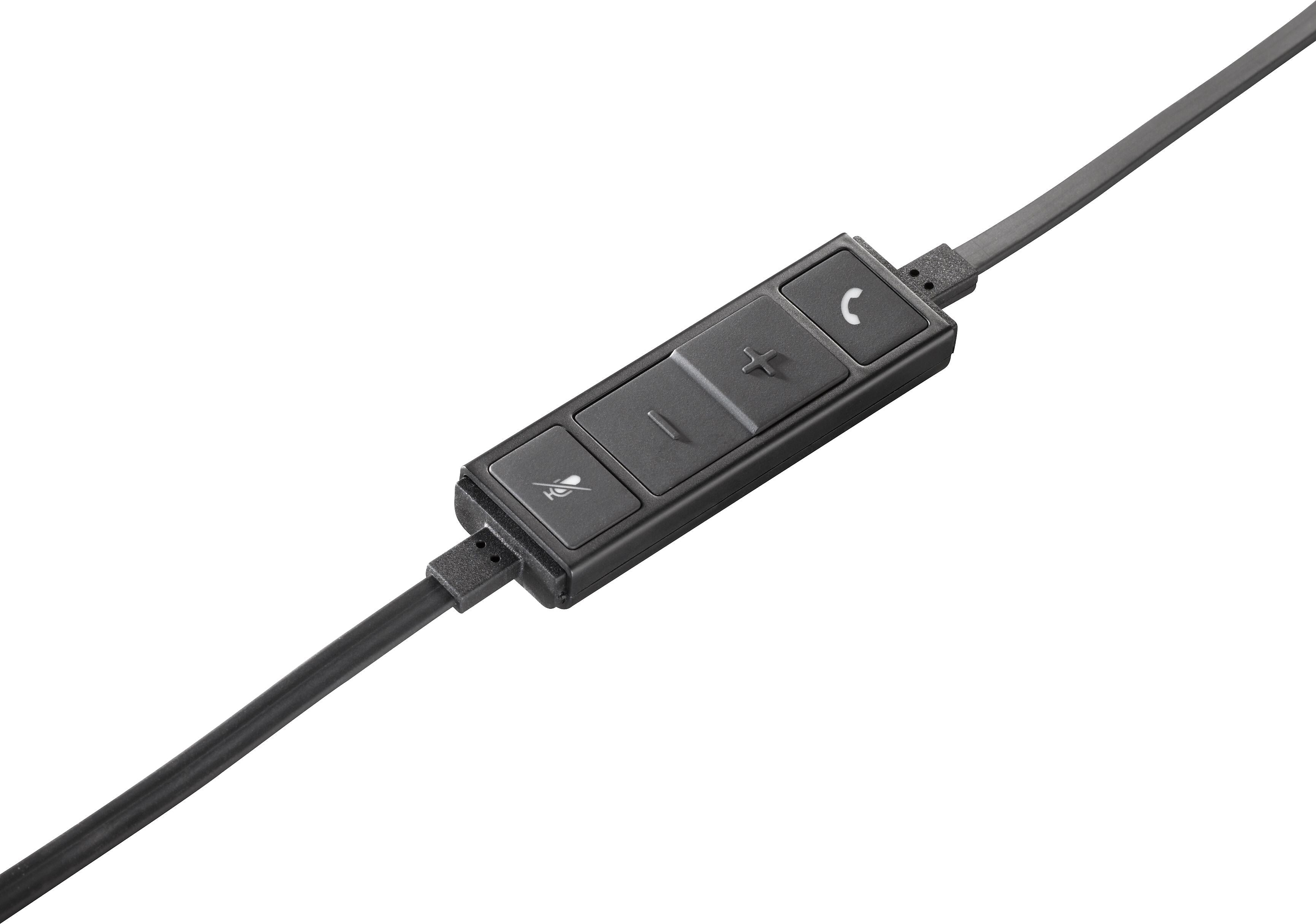 Logitech USB Headset Mono H650e Noise Canceling, Over-the-Head, Black and Silver (981-000513)