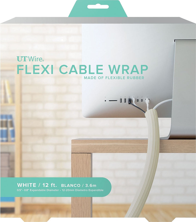 UT Wire 12' Flexi Cable Wrap, White (UTW-FCW12-WH)