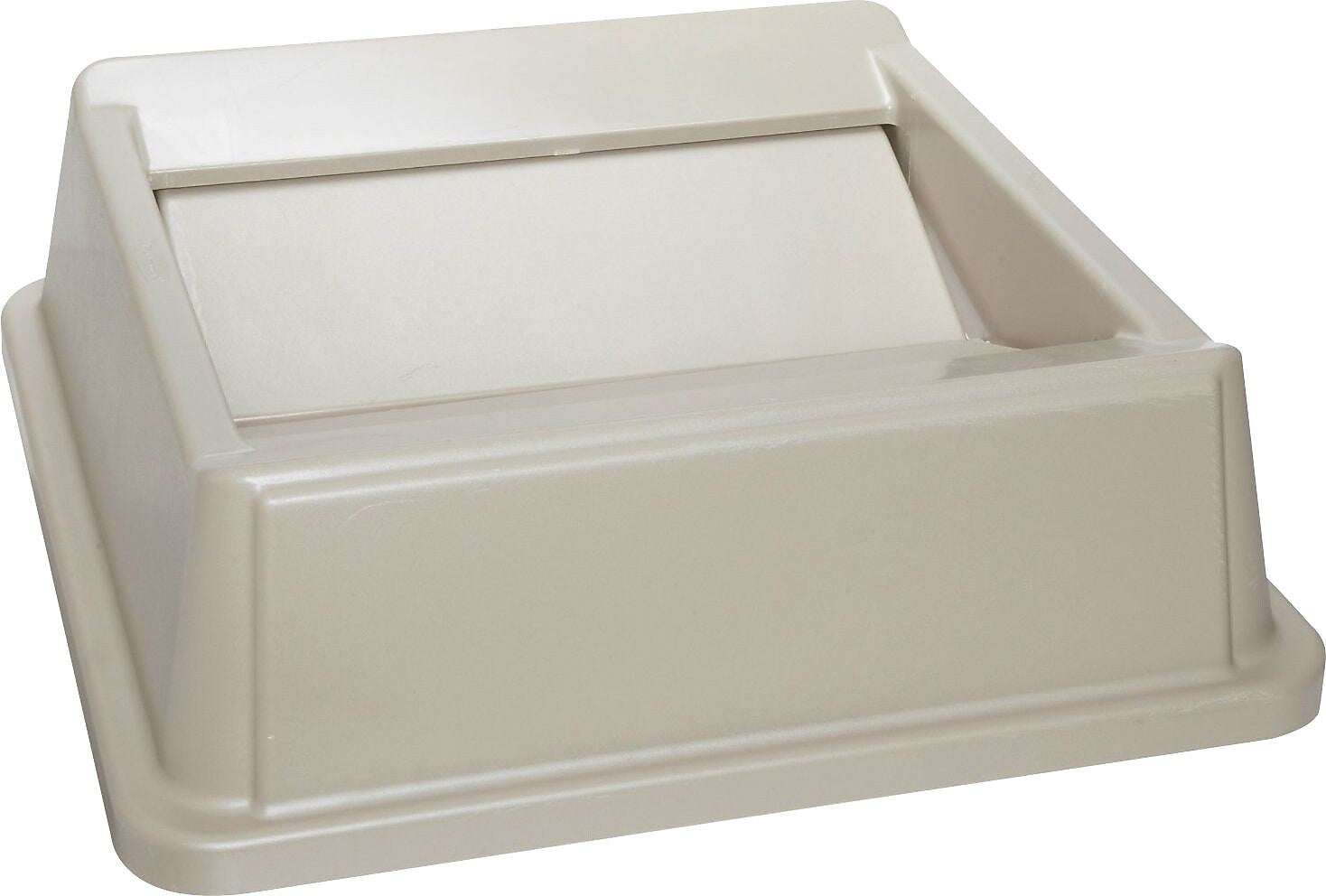 Rubbermaid® Untouchable Square Swing Top Lid, Plastic, 20 1/8"W x 20 1/8"D x 6 1/4"H, Beige