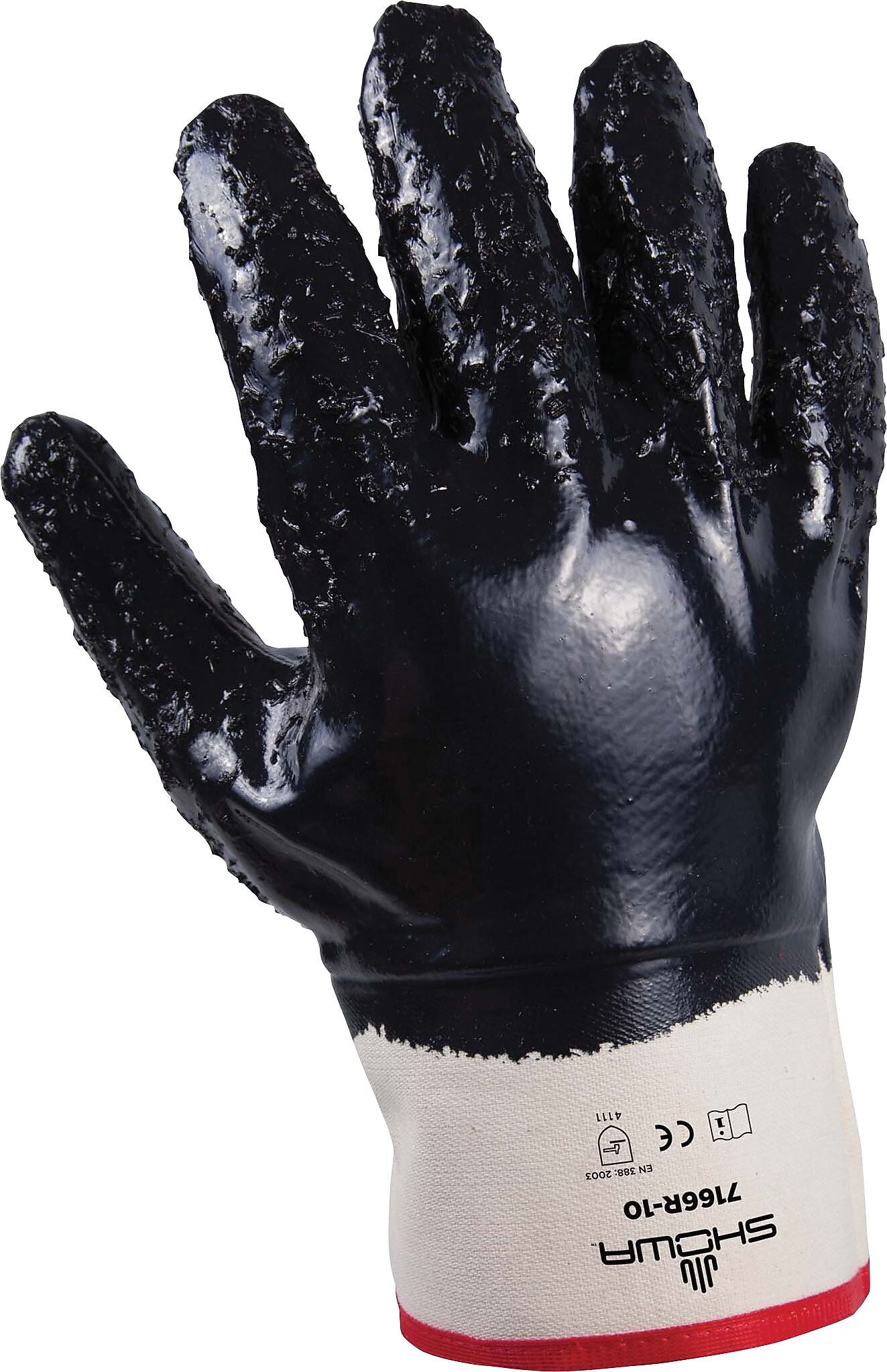 SHOWA® 7166R Cotton Liner Nitrile Coated Nitrile Work Gloves, Blue, 12/Pack (845-7166R-10)