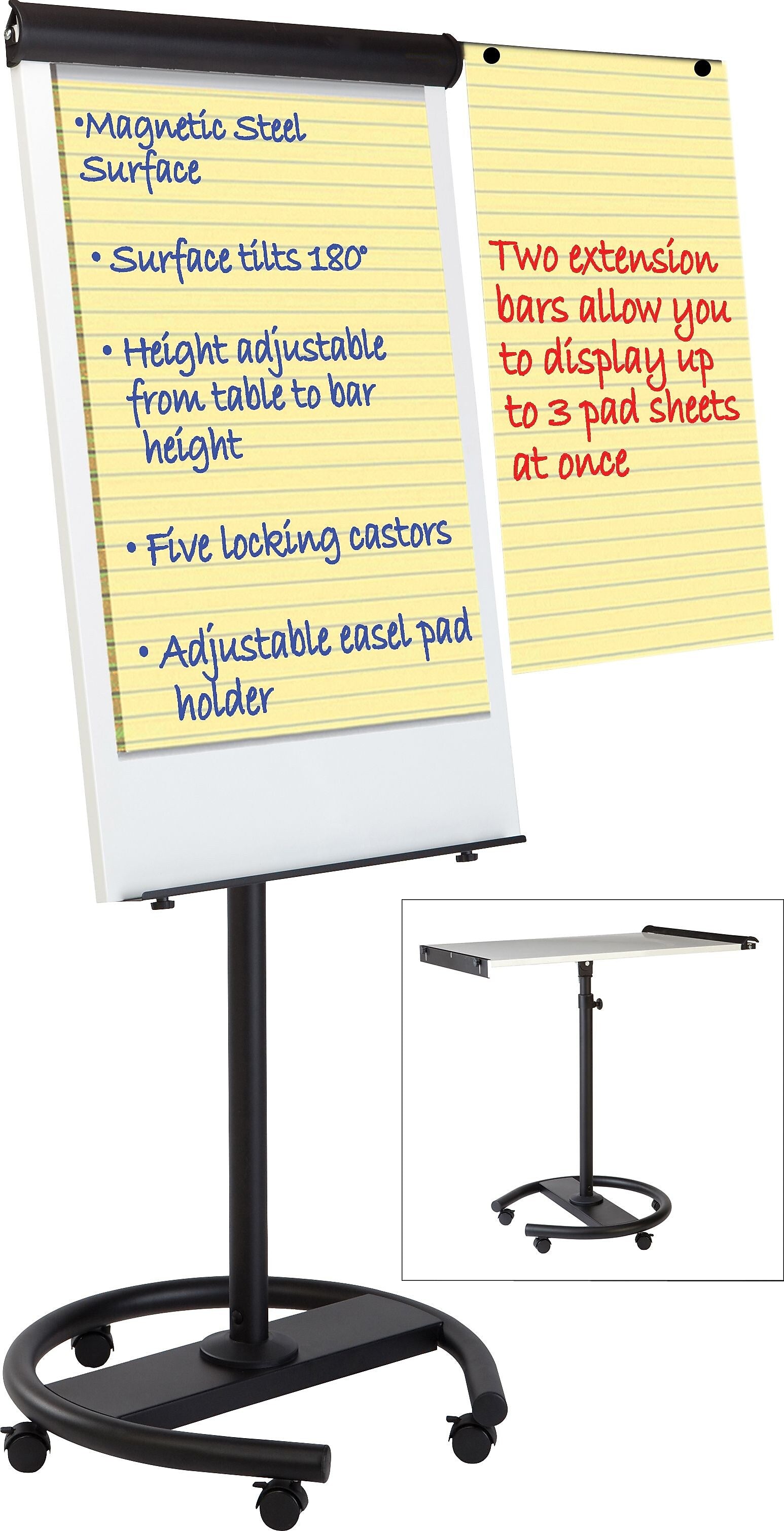 Mastervision 360°Gold Ultra Dry/Wet Erase Easel, 41", Black Aluminum, Each (EA4806156)