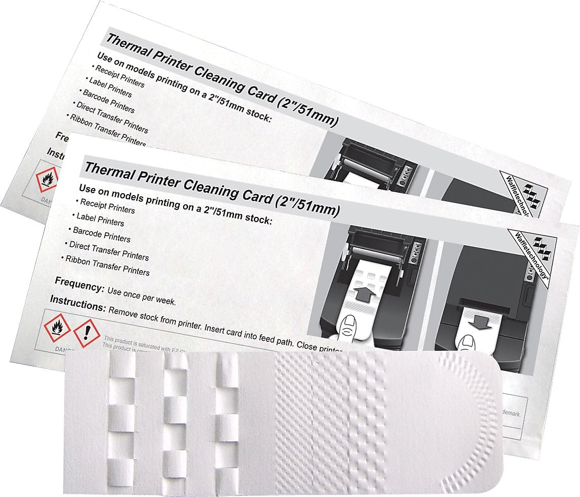 Alliance Waffletechnology Thermal Printer Cleaning Card (6" x 2"), 15 Cards/Box