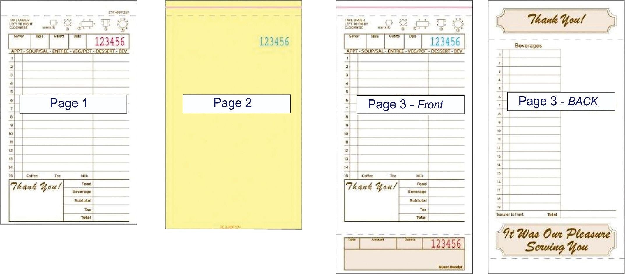 Alliance T4997-3SP, 3part, Carbonless, Tan, 15 Line, Guest Checks, Case of 2000
