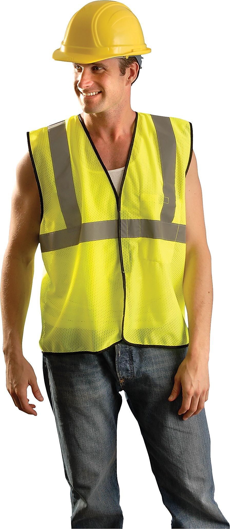OccuNomix High Visibility Sleeveless Safety Vest, ANSI Class R2, Yellow, 3XL (561-ECO-G-Y2/3X)