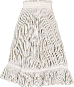 Unisan® Mop Head, Professional Loop/Web Tailband, Standard Head, Cotton Fiber, White, #32, 12/Case