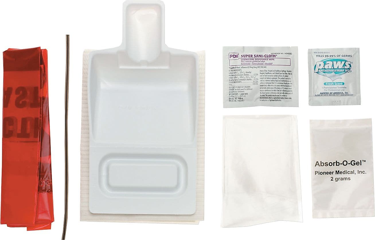 Medline Biohazard Fluid Clean-Up Kit, 7 Pieces, Synthetic-Fabric Bag (MIIMPH17CE210)