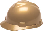 Mine Safety Appliances V-Gard Polyethylene 4-Point Ratchet Suspension Short Brim Hard Hat, Gold (454-475365)