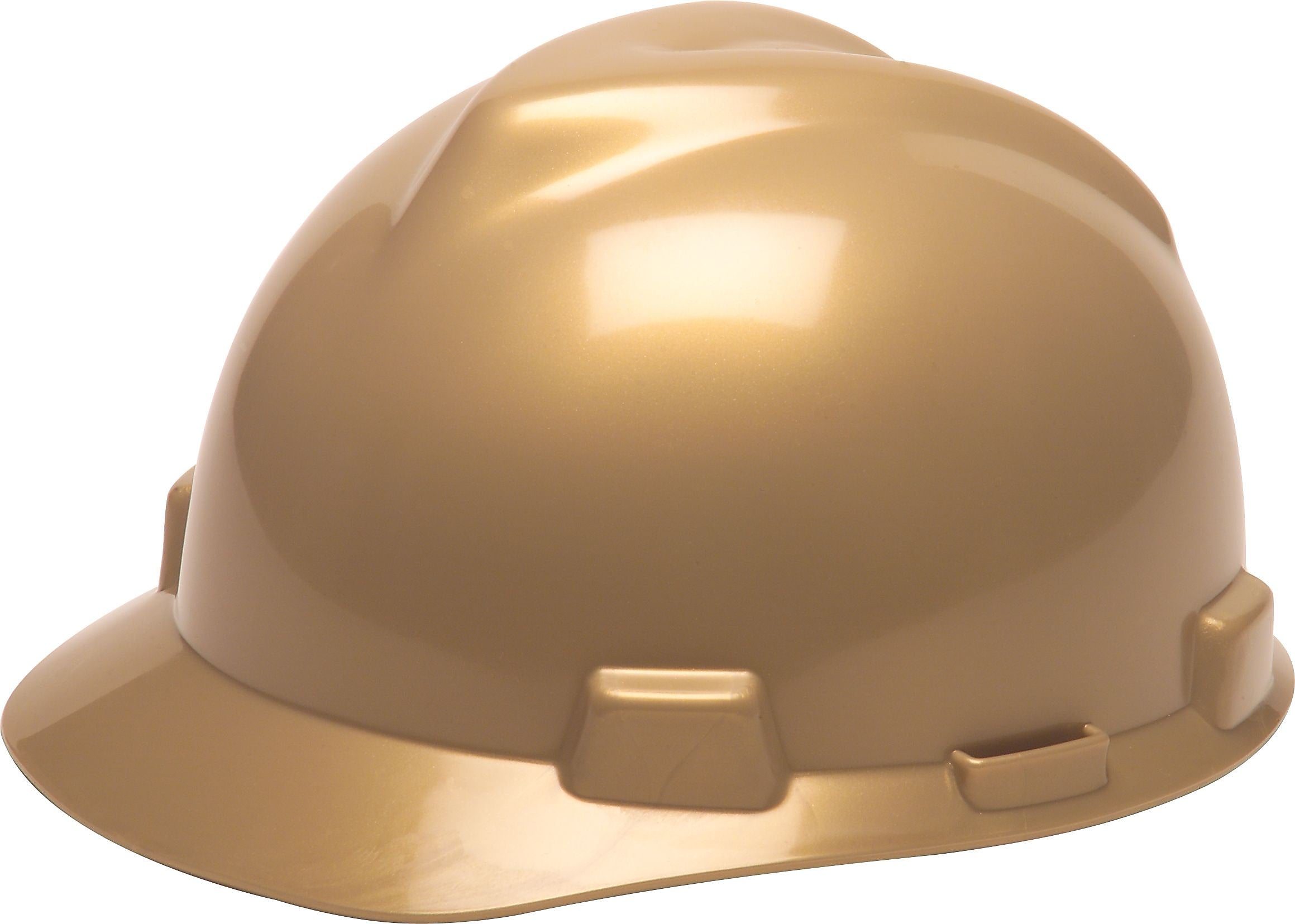 Mine Safety Appliances V-Gard Polyethylene 4-Point Ratchet Suspension Short Brim Hard Hat, Gold (454-475365)