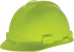 Mine Safety Appliances V-Gard Polyethylene ANSI Class E 4-Point Ratchet Suspension Short Brim Hard Hat, Yellow-Green