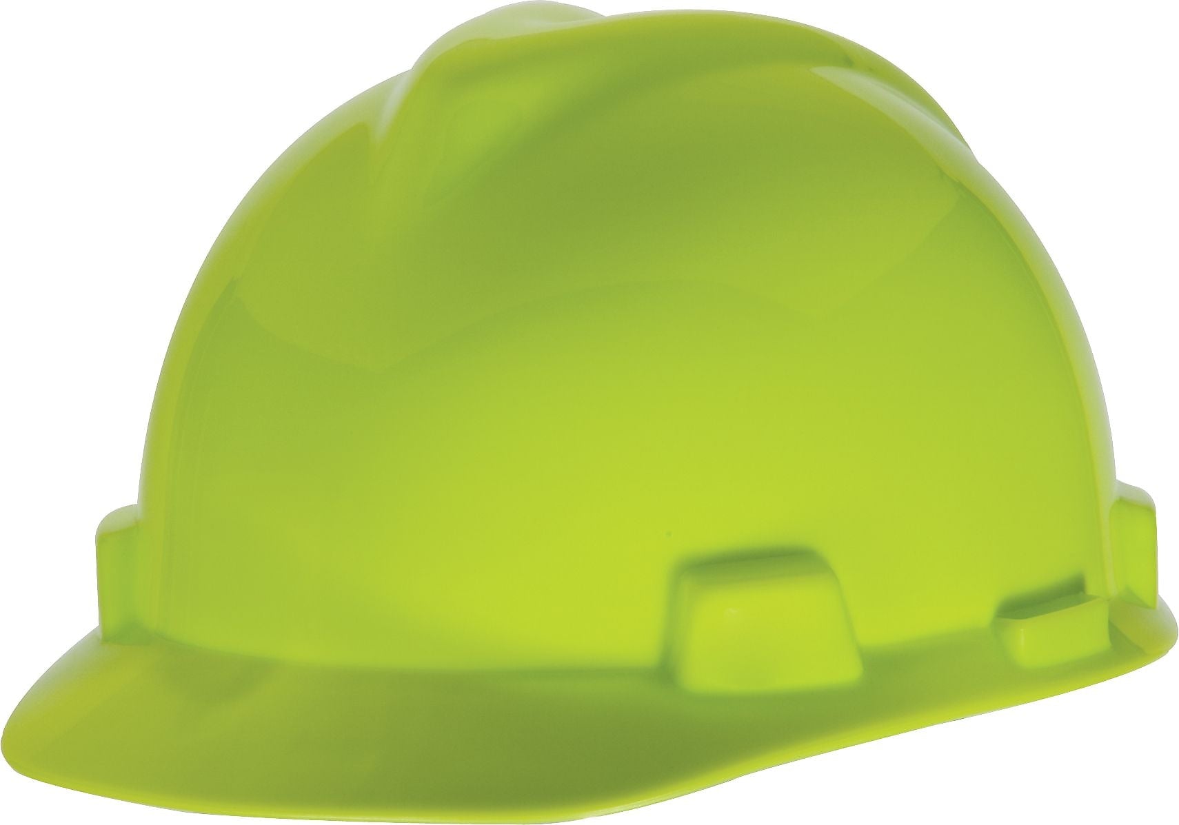 Mine Safety Appliances V-Gard Polyethylene ANSI Class E 4-Point Ratchet Suspension Short Brim Hard Hat, Yellow-Green