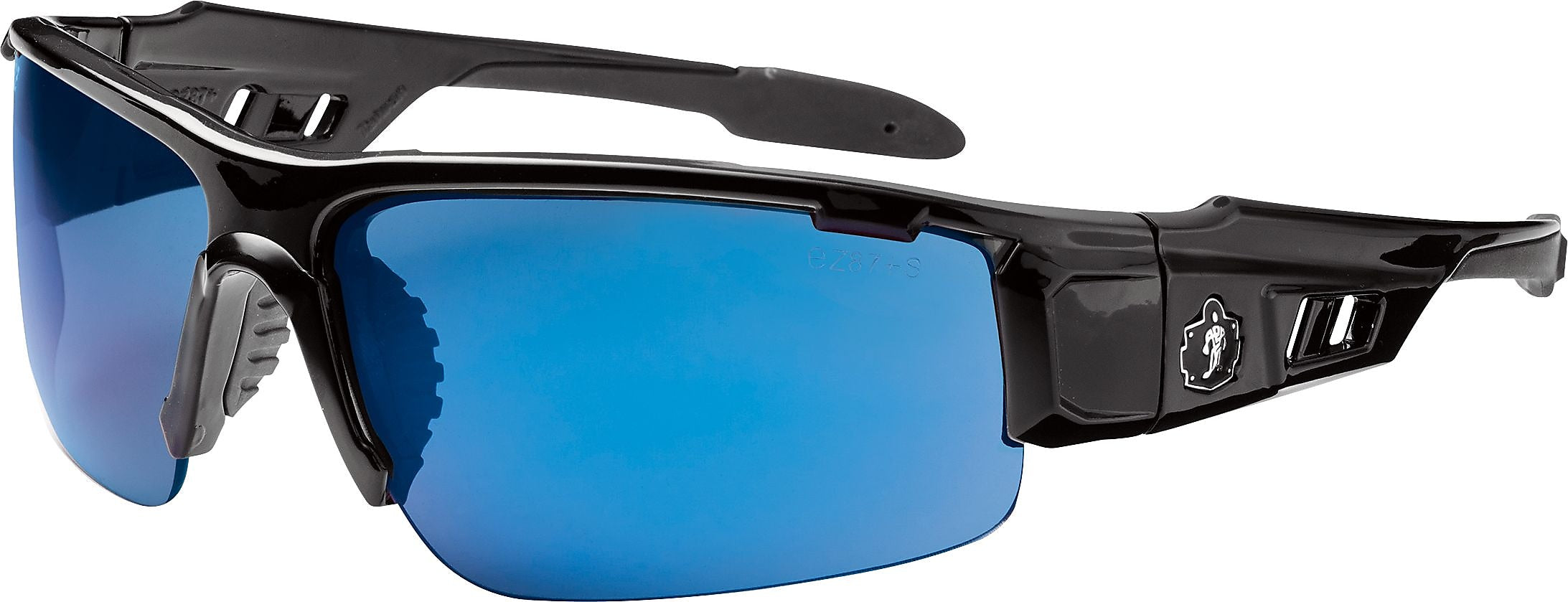 Ergodyne® Skullerz® DAGR Safety Glasses, Black, Blue Mir Lens