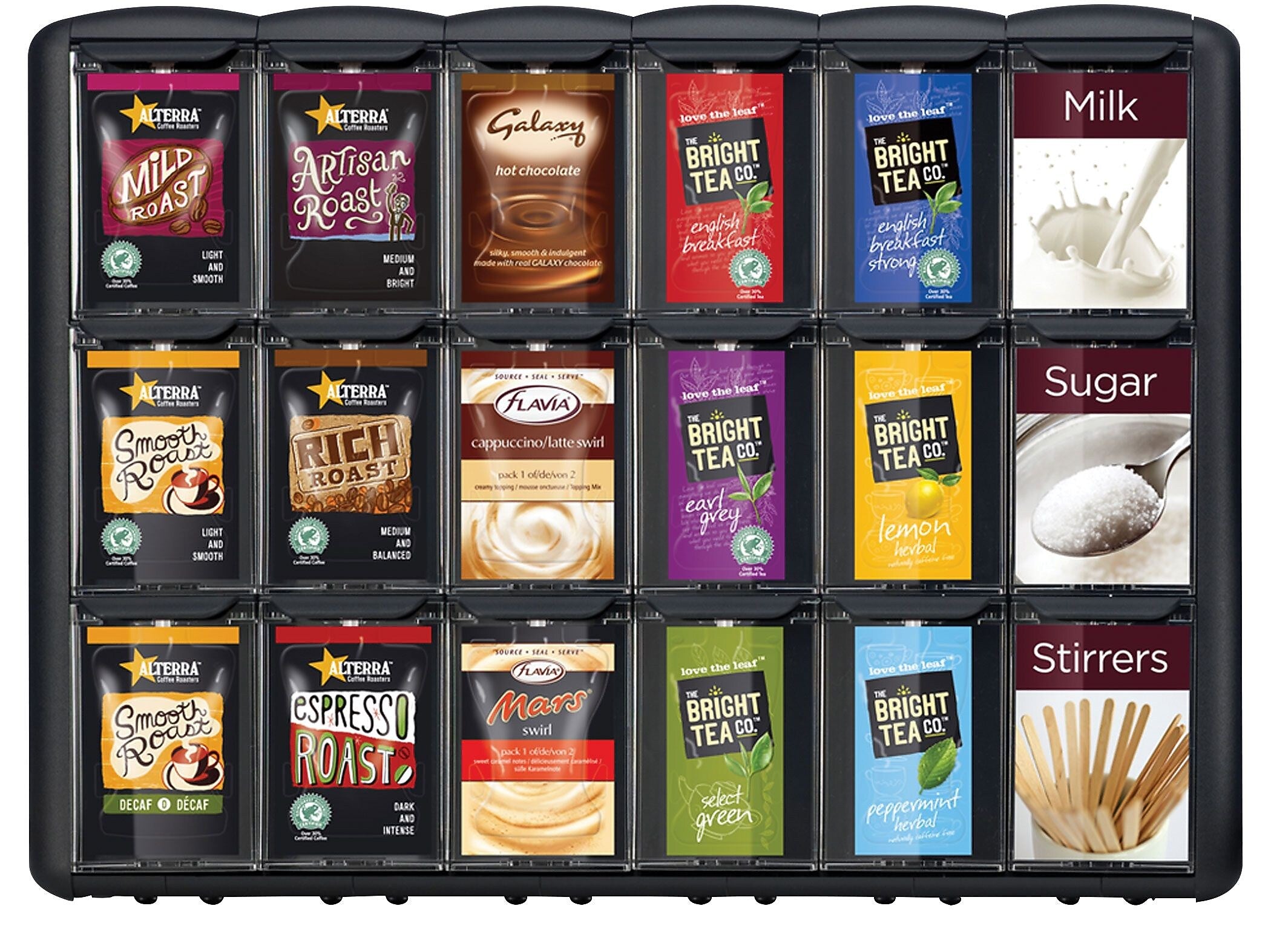 Flavia 18 Compartment Plastic Coffee Freshpack Merchandiser, Black (MDR9179)