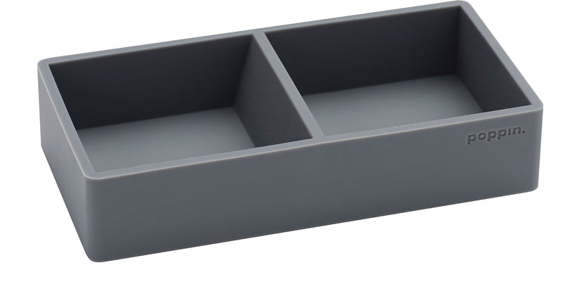 Poppin Softie This + That 2-Compartment Silicone Accessory Tray, Dark Gray (103077)