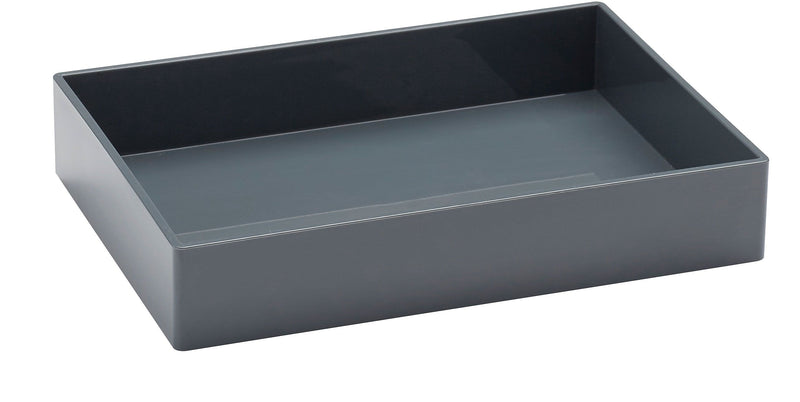 Poppin 1 Compartment Stackable Plastic Accessory Tray, Dark Gray (102708)
