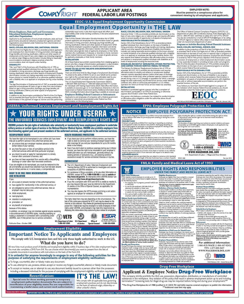 ComplyRight Federal Applicant Area Poster, English (E0076)