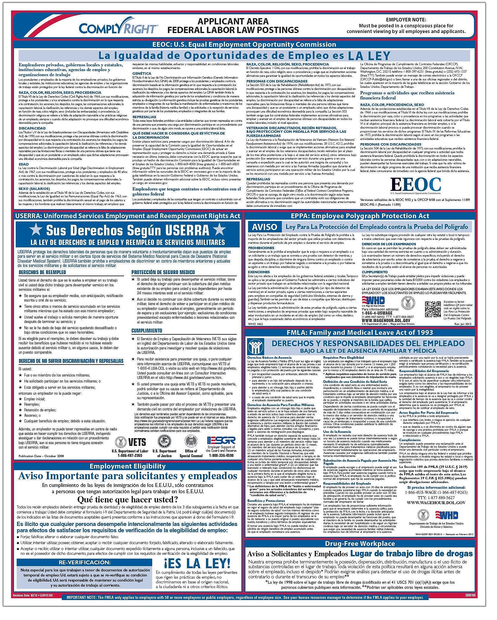 ComplyRight Federal Applicant Area Poster, Spanish (E0076S)