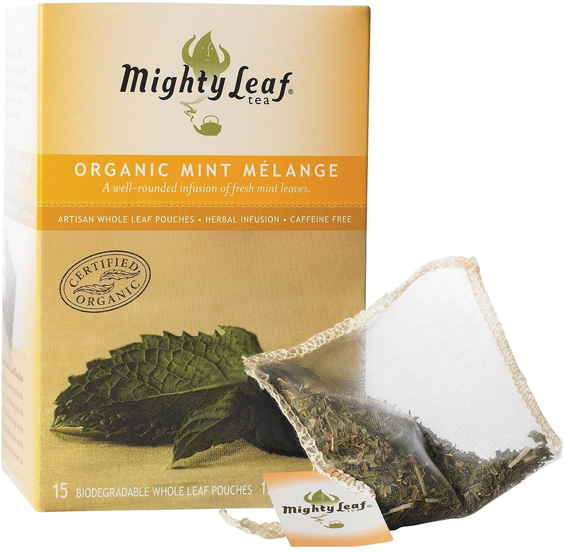 Mighty Leaf® Whole Leaf Tea Pouches, Organic, Mint Melange, 15/Box