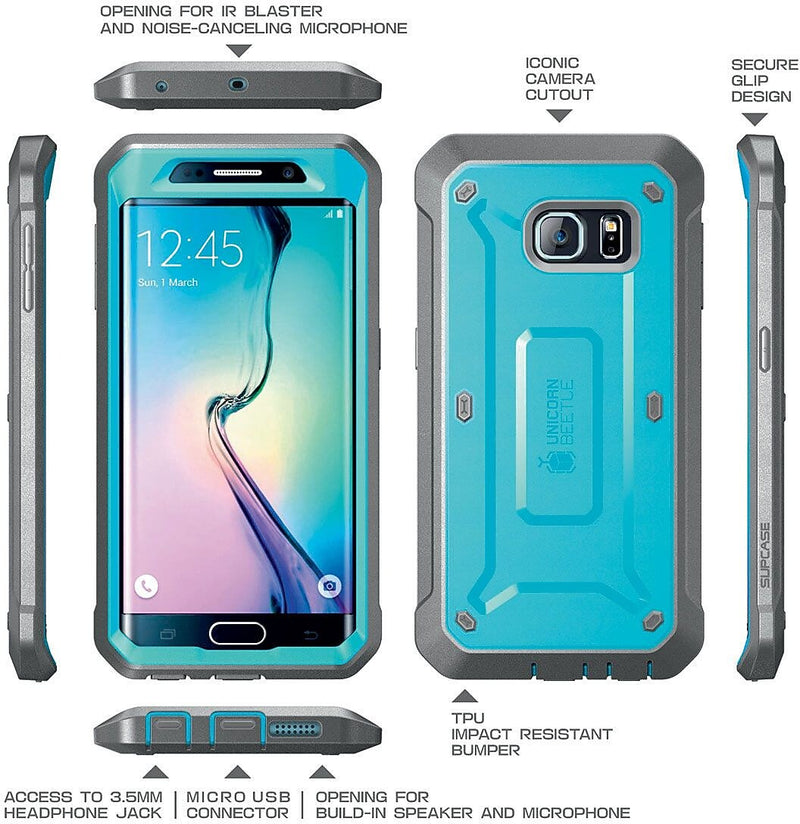 SUPCASE Samsung Galaxy S6 Edge Case - Unicorn Beetle Pro Rugged Holster Case - Blue/Black