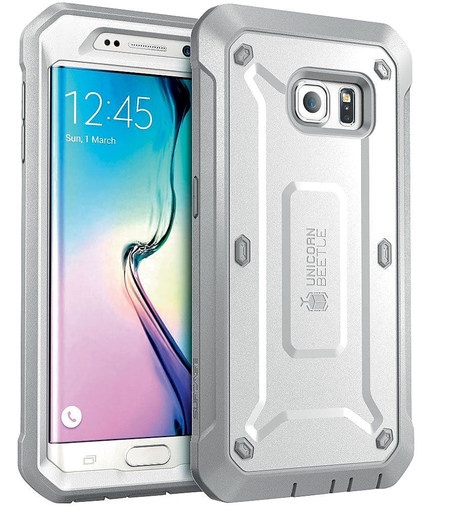 SUPCASE Samsung Galaxy S6 Edge Case - Unicorn Beetle Pro Rugged Holster Case - White/Gray