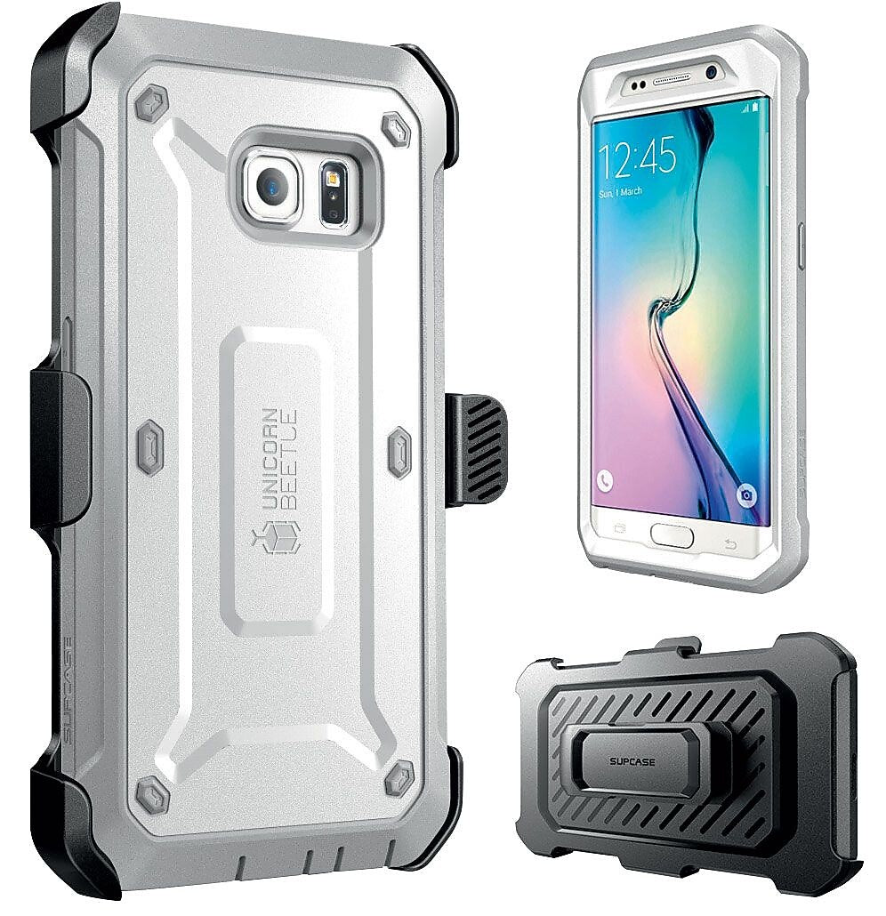 SUPCASE Samsung Galaxy S6 Edge Case - Unicorn Beetle Pro Rugged Holster Case - White/Gray