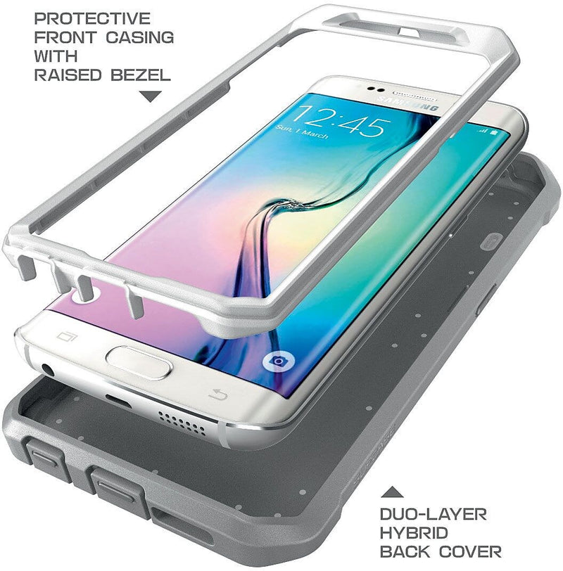 SUPCASE Samsung Galaxy S6 Edge Case - Unicorn Beetle Pro Rugged Holster Case - White/Gray