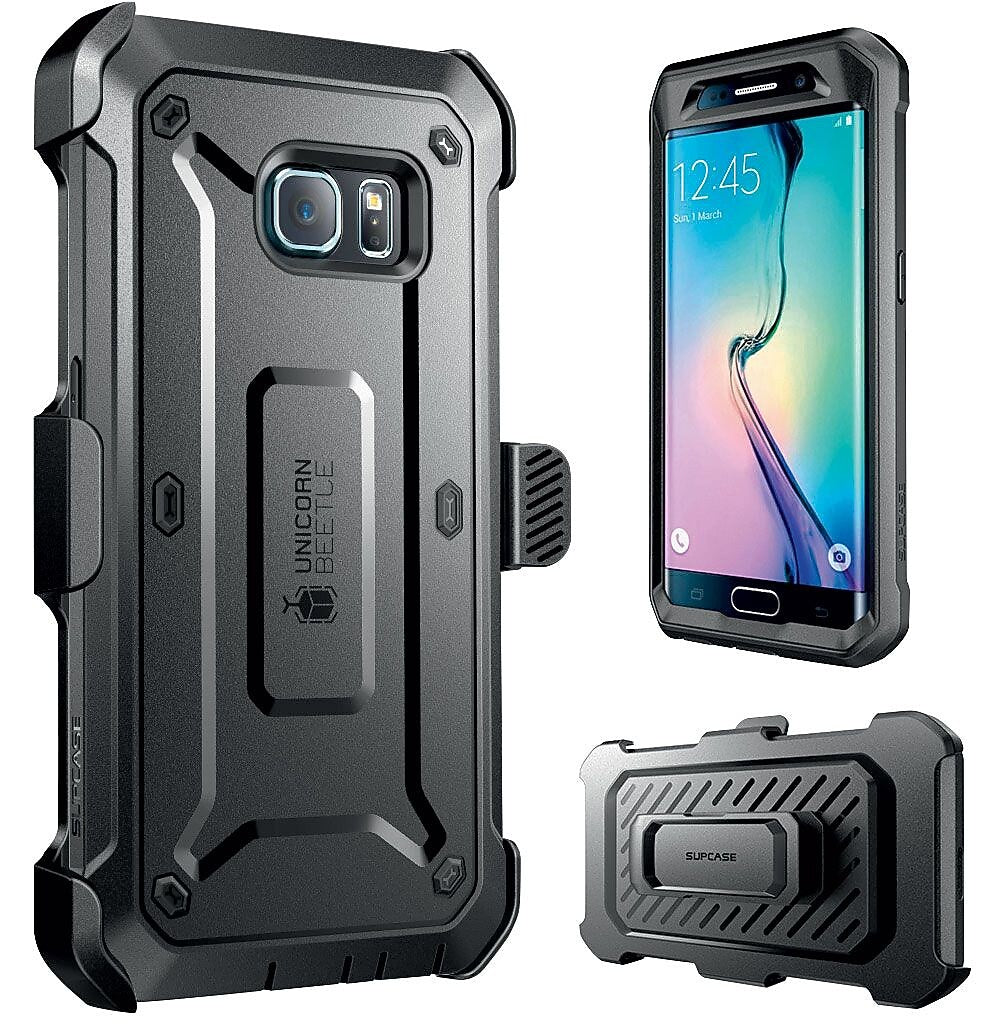 SUPCASE Samsung Galaxy S6 Edge Case - Unicorn Beetle Pro Rugged Holster Case - Black/Black