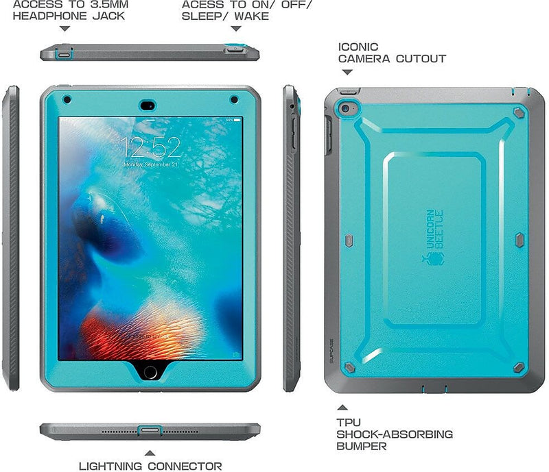 SUPCASE Unicorn Beetle Pro Rugged Case for Apple iPad Mini 4, Blue/Black